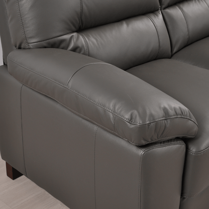 Dalmore Grey 3 Seater Sofa – Close-up view highlighting the texture and details of the soft grey fabric upholstery.