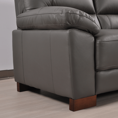 Dalmore Grey 3 Seater Sofa – Detailed close-up highlighting fabric texture and quality stitching in grey upholstery.