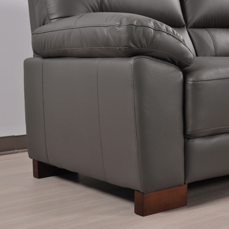 Dalmore Grey 3 Seater Sofa – Detailed close-up highlighting fabric texture and quality stitching in grey upholstery.