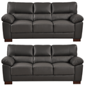 Dalmore Genuine Leather Grey 3+3 Seater Sofa Set