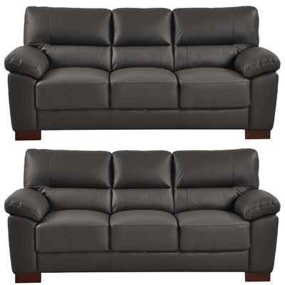 Dalmore Genuine Leather Grey 3+3 Seater Sofa Set
