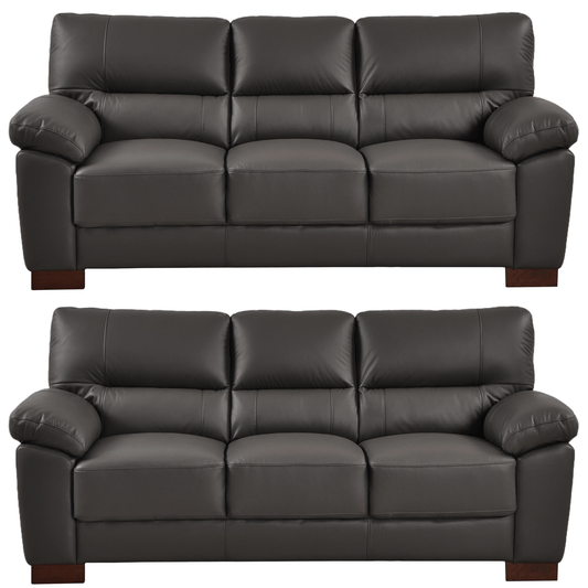 Dalmore Grey 3+3 Sofa Combo – Modern grey fabric set with two 3-seater sofas on white background.