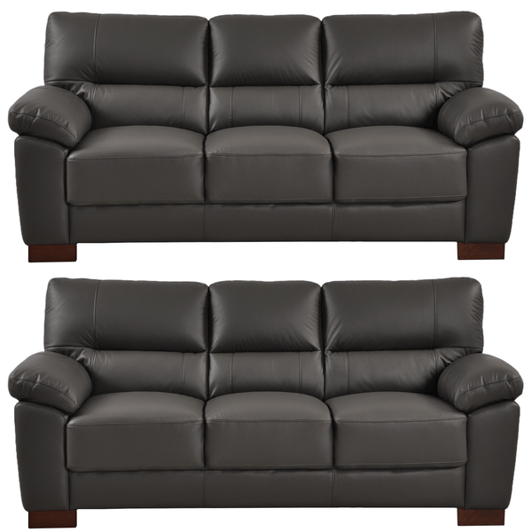 Dalmore Genuine Leather Grey 3+3 Seater Sofa Set