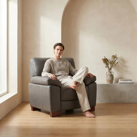 grey-leather-living-room-chair