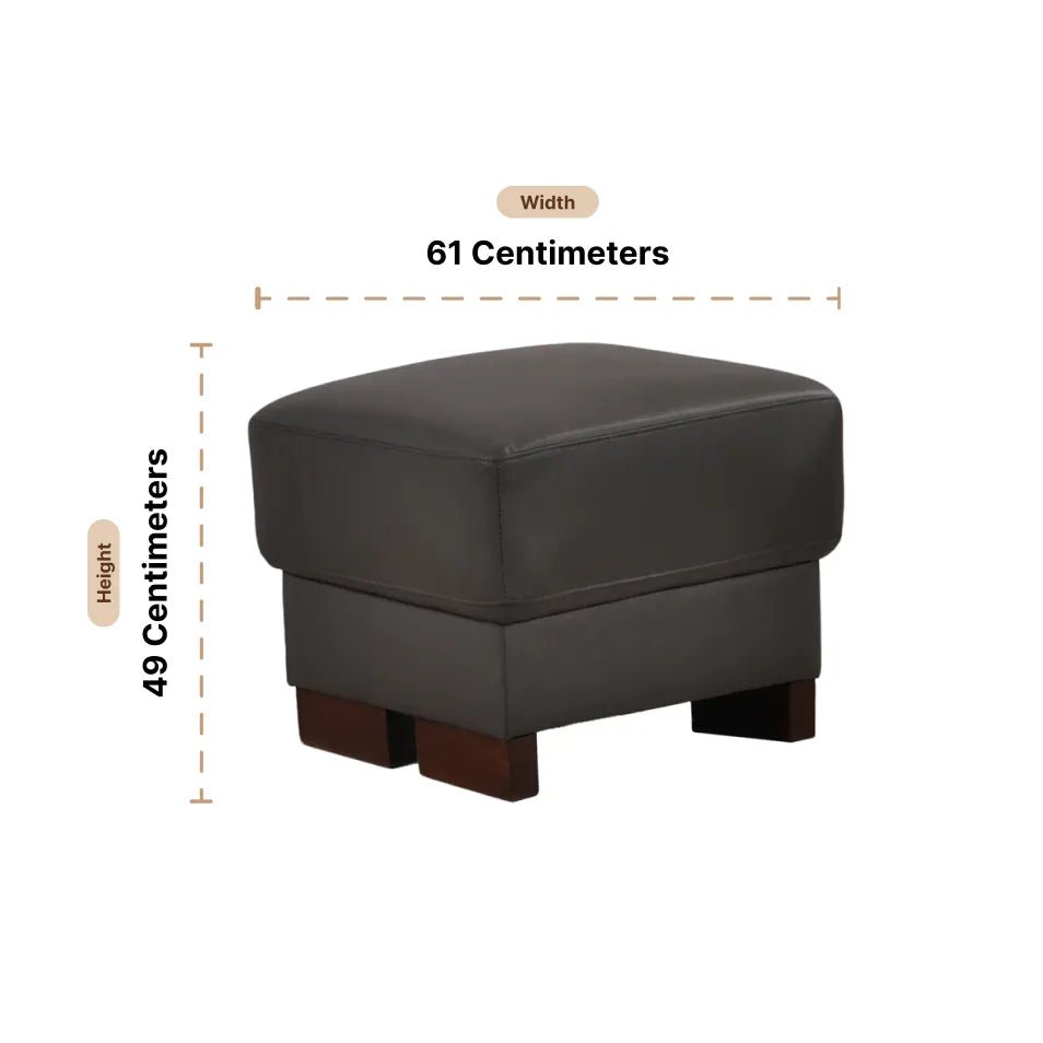 Dalmore Genuine Leather Grey Footstool - Furniture Instore