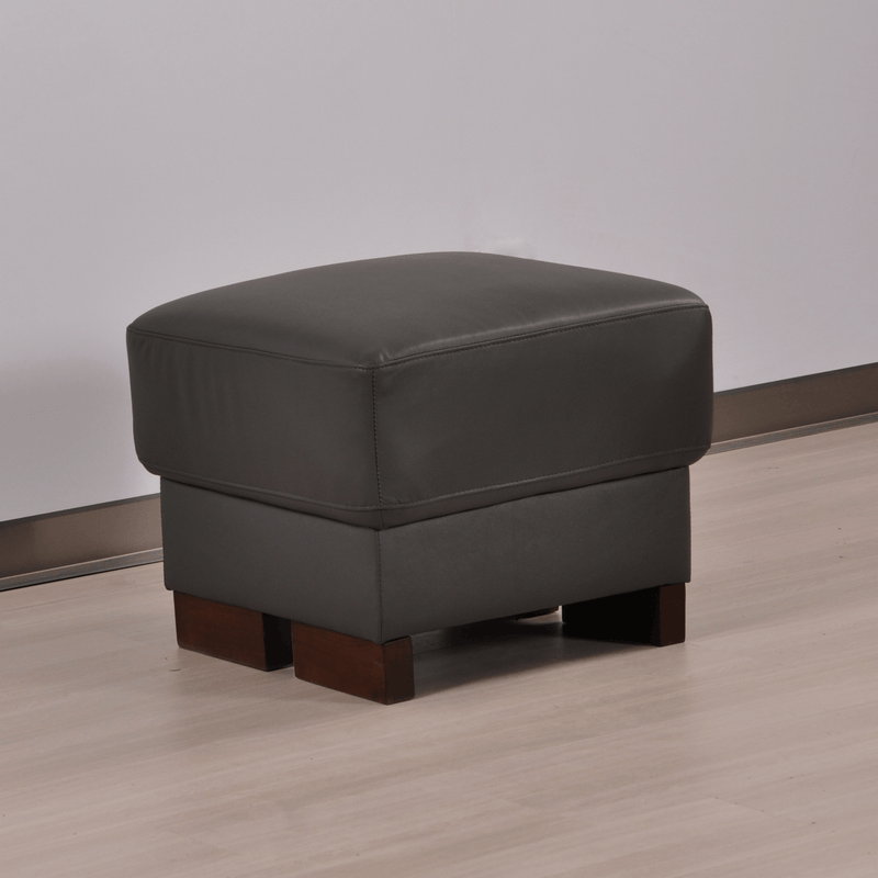 Dalmore Genuine Leather Grey Footstool - Furniture Instore