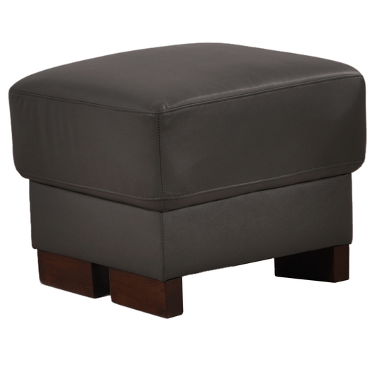 Dalmore Genuine Leather Grey Footstool - Furniture Instore