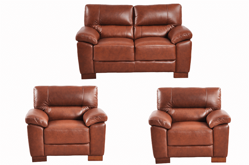 Dalmore Genuine Leather Tan 2+1+1 Seater Sofa Set