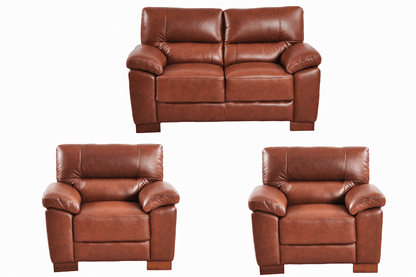 Dalmore Genuine Leather Tan 2+1+1 Seater Sofa Set