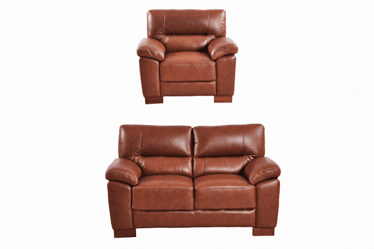 Dalmore Genuine Leather Tan 2+1 Seater Sofa Set