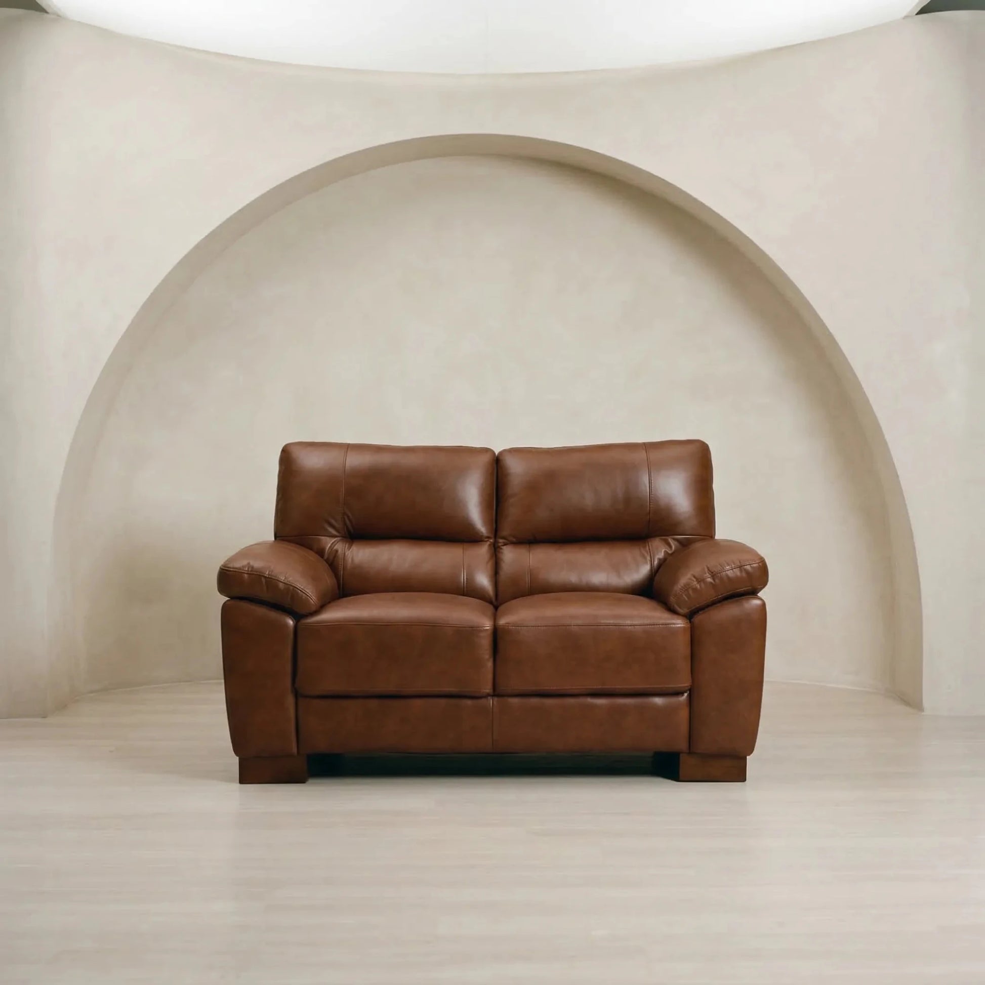 Dalmore Genuine Leather Tan 2 Seater Sofa - Furniture Instore
