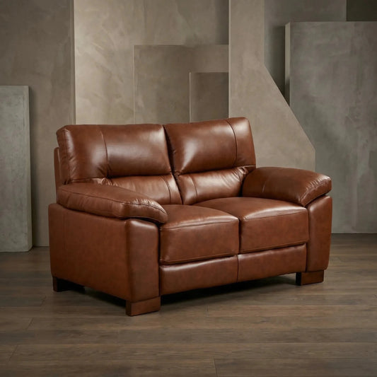 Dalmore Genuine Leather Tan 2 Seater Sofa - Furniture Instore