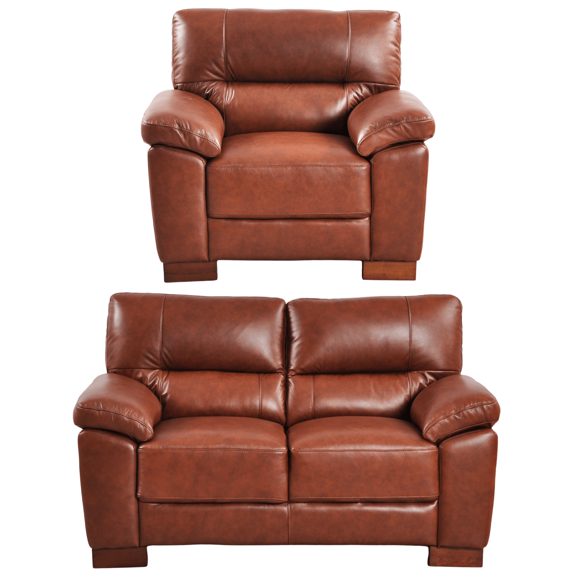 Dalmore Tan 2+1 Sofa Combo – Modern tan fabric set with 2-seater sofa and armchair on white background.