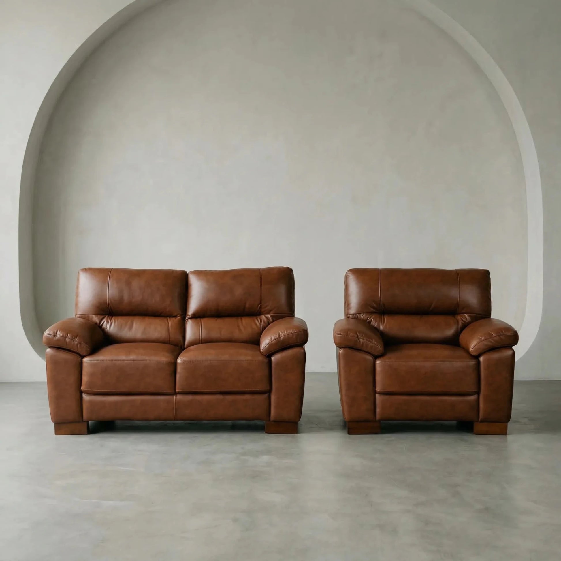 Dalmore Genuine Leather Tan 2+1 Seater Sofa Set - Furniture Instore