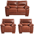 Dalmore Genuine Leather Tan 2+1+1 Seater Sofa Set