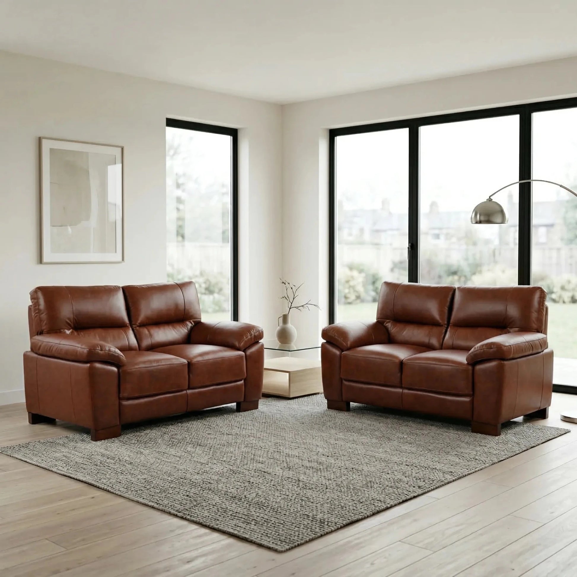 Dalmore Genuine Leather Tan 2+2 Seater Sofa Set - Furniture Instore
