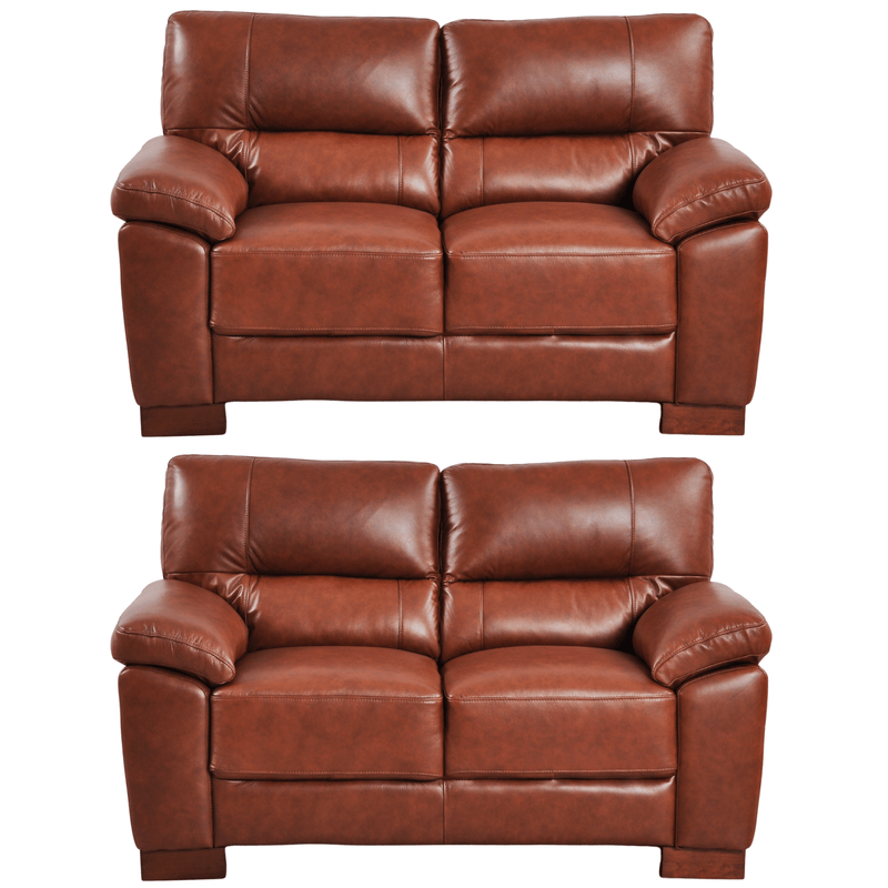 Dalmore Tan 2+2 Sofa Combo – Modern tan fabric set with two 2-seater sofas on white background.