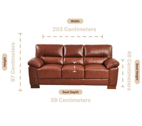 Dalmore Genuine Leather Tan 3 Seater Sofa - Furniture Instore