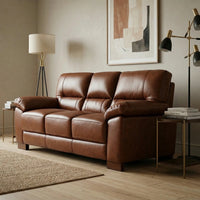Dalmore Genuine Leather Tan 3 Seater Sofa - Furniture Instore
