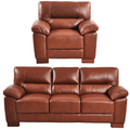 Dalmore Genuine Leather Tan 3+1 Seater Sofa Set