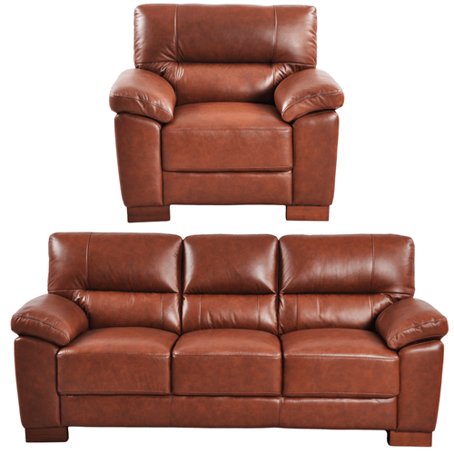 Dalmore Genuine Leather Tan 3+1 Seater Sofa Set