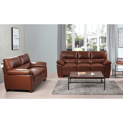 Dalmore Tan 3+2 Sofa Combo – Stylish tan fabric set with 3-seater and 2-seater sofas in a cozy room setting.