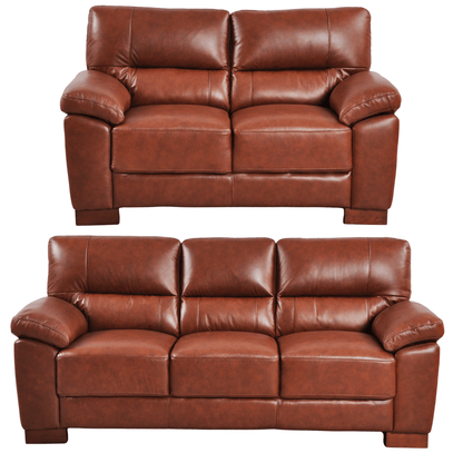 Dalmore Tan 3+2 Sofa Combo – Modern tan fabric set with 3-seater and 2-seater sofas on white background.