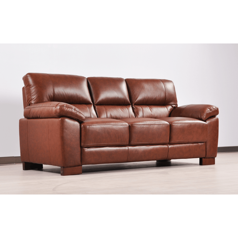 Dalmore Tan 3 Seater Sofa – Angled view in a stylish room setting, highlighting soft tan upholstery and modern craftsmanship.