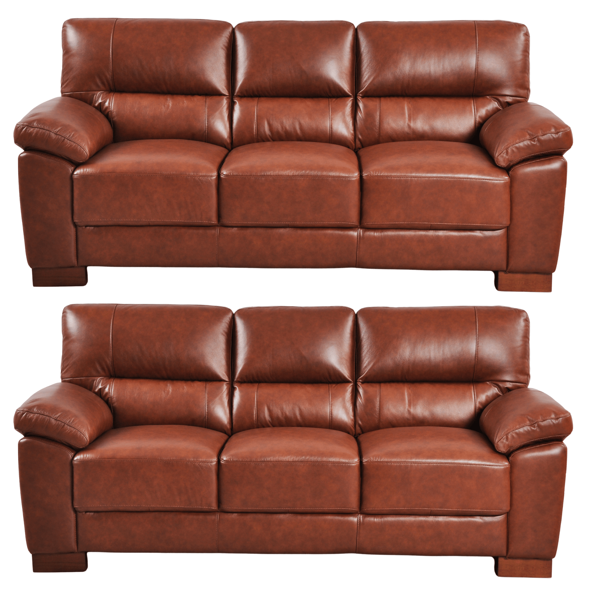 Dalmore Tan 3+3 Sofa Combo – Modern tan fabric set with two 3-seater sofas on white background.