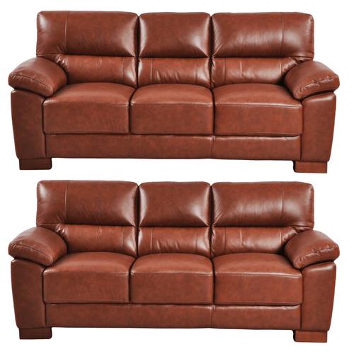 Dalmore Genuine Leather Tan 3+3 Seater Sofa Set