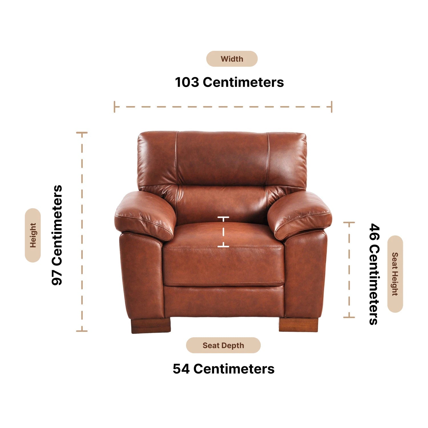 Dalmore Genuine Leather Tan Armchair - Furniture Instore