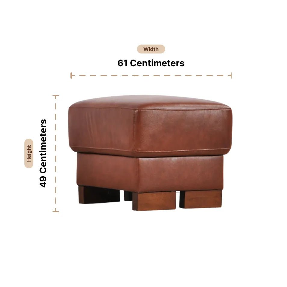 Dalmore Genuine Leather Tan Footstool - Furniture Instore