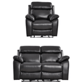 Dandrea Genuine Leather Black Electric Recliner 2+1 Seater Sofa Set