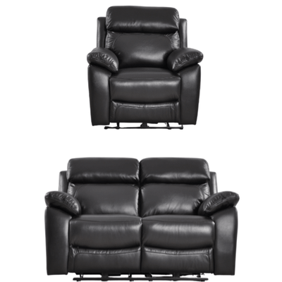 Dandrea Genuine Leather Black  Electric Power Recliner 2+1 Seater Sofa Set