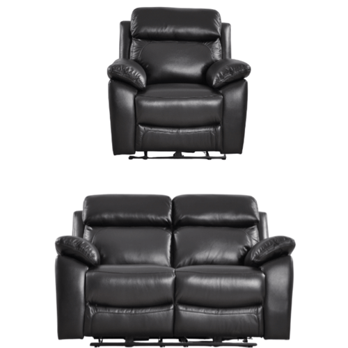 Dandrea Genuine Leather Black  Electric Power Recliner 2+1 Seater Sofa Set