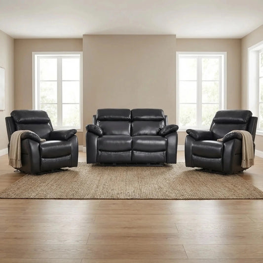 Dandrea Genuine Leather Black Electric Power Recliner 2+1+1 Seater sofa set - Furniture Instore
