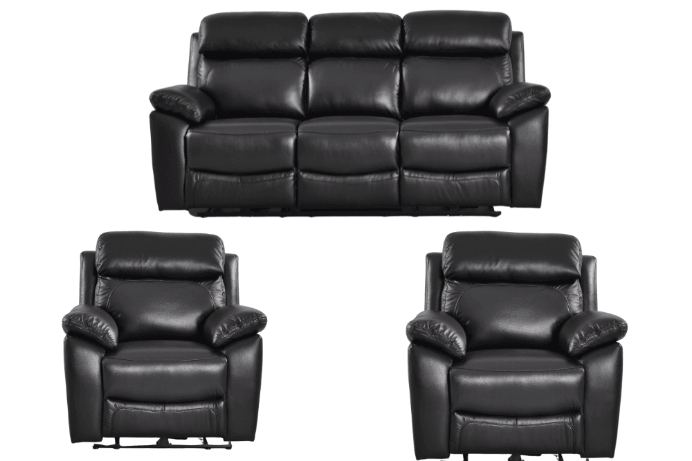 Dandrea Genuine Leather Black Electric Power Recliner 3+1+1 Seater Sofa Set