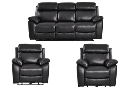 Dandrea Genuine Leather Black Electric Power Recliner 3+1+1 Seater Sofa Set