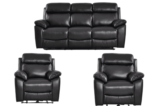 Dandrea Genuine Leather Black Electric Power Recliner 3+1+1 Seater Sofa Set