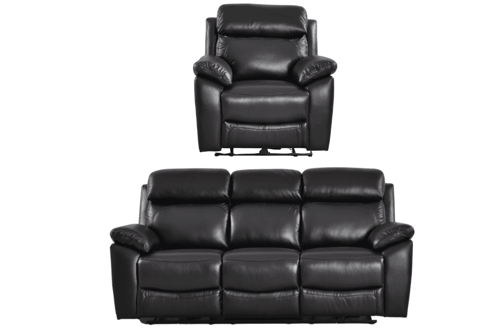 Dandrea Genuine Leather Black Electric Power Recliner 3+1 Seater Sofa Set
