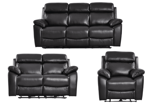 Dandrea Genuine Leather Black Electric Power Recliner 3+2+1 Seater  Sofa Set