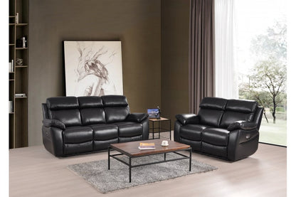 Dandrea Genuine Leather Black Electric Power Recliner 3+2 Seater Sofa Set