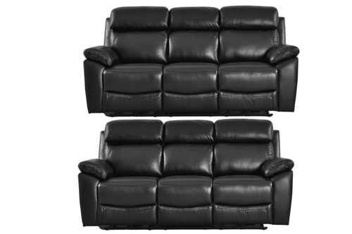 Dandrea Genuine Leather Black Electric Power Recliner 3+3 Seater  Sofa Set