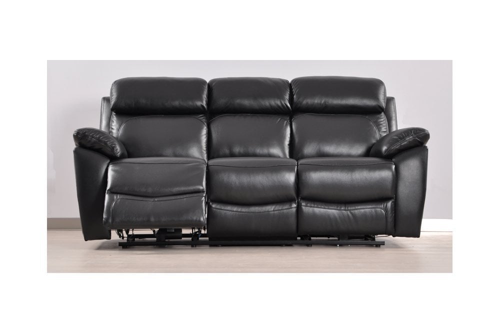 Dandrea Genuine Leather Black Electric Power Recliner 3+3 Seater  Sofa Set