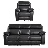 Dandrea Genuine Leather Black Electric Power Recliner 3+1 Seater Sofa Set