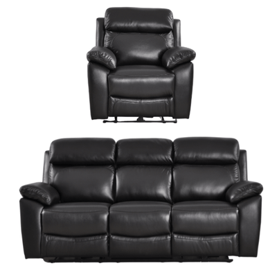 Dandrea Genuine Leather Black Electric Power Recliner 3+1 Seater Sofa Set