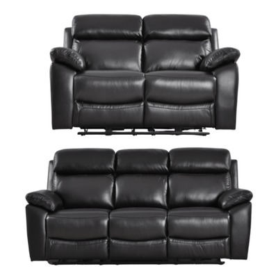 Dandrea Genuine Leather Black Electric Power Recliner 3+2 Seater Sofa Set