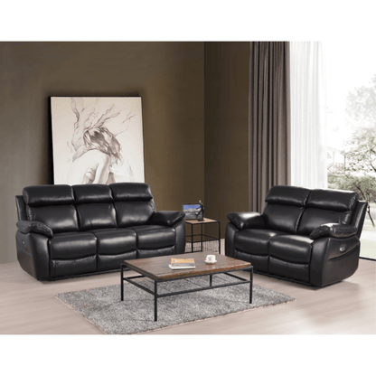 Dandrea Genuine Leather Black Electric Power Recliner 3+2 Seater Sofa Set - Furniture Instore