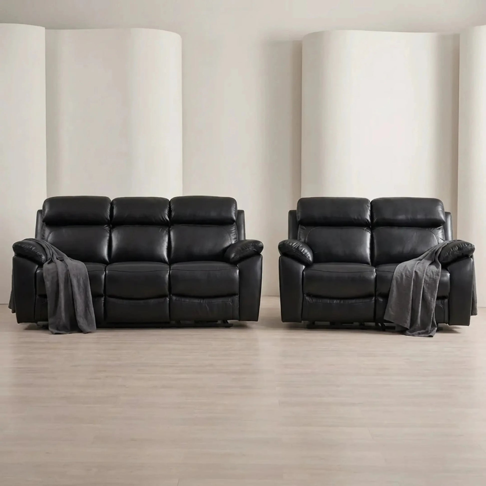 Dandrea Genuine Leather Black Electric Power Recliner 3+2 Seater Sofa Set - Furniture Instore