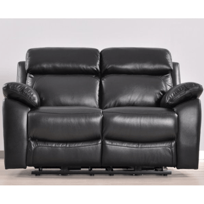 Black leather recliner sofa on a light gray background